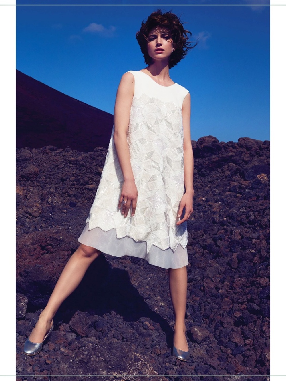 $2350 Justin Alexander Jewel-Neck Bead-Embellished Runway Sample Dress 99035
